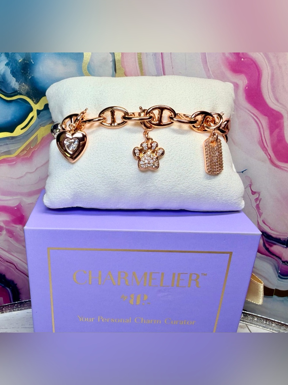 Bomb Party Charmelier Bracelet- “A Furry Soulmate” - Rose Gold & Silver BR47888